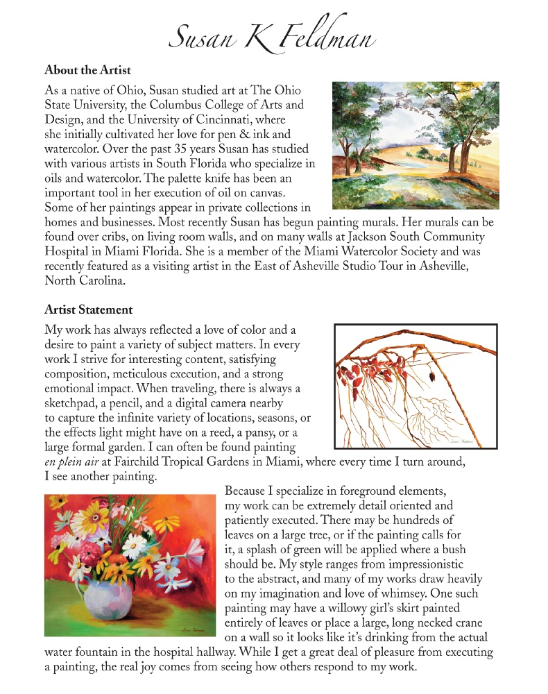 Artist stament of Susan K Feldman